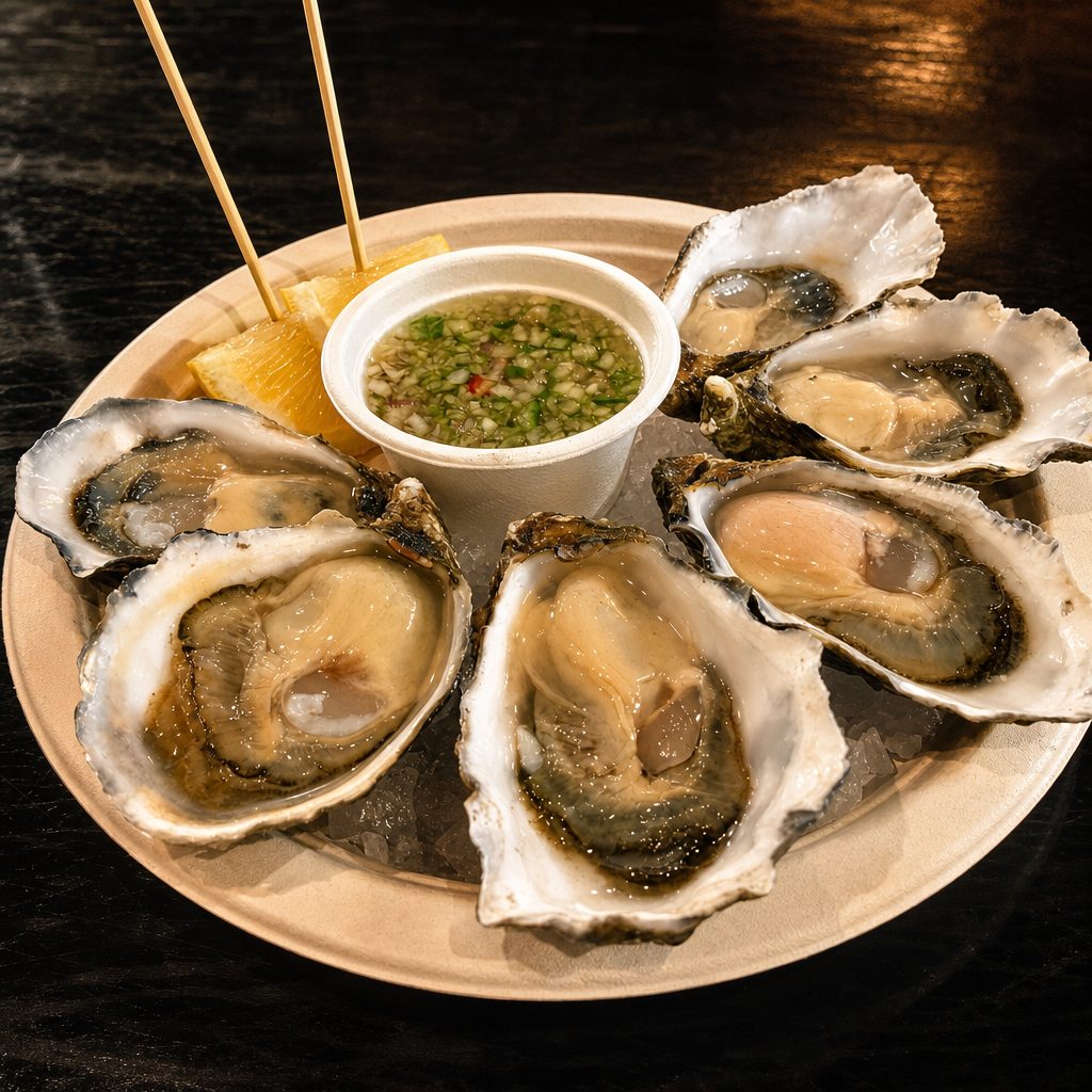 1/2 Doz. Half-Shell Oysters* (Seasonal) (gf).